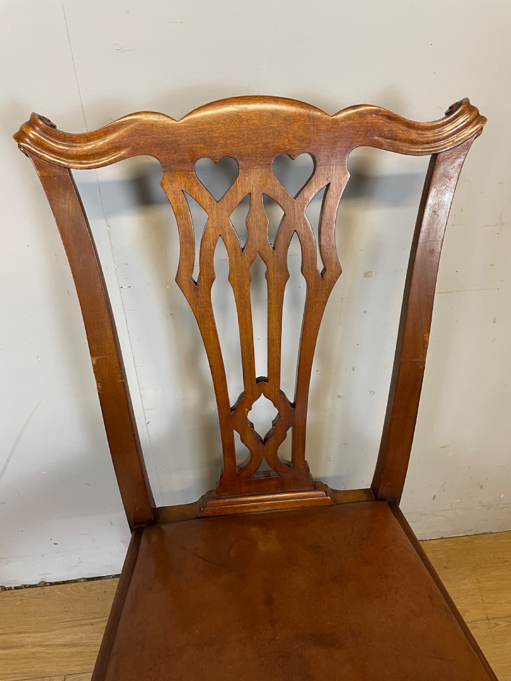 Set of six solid mahogany Chippendale style dining chairs circa 1890 View XII