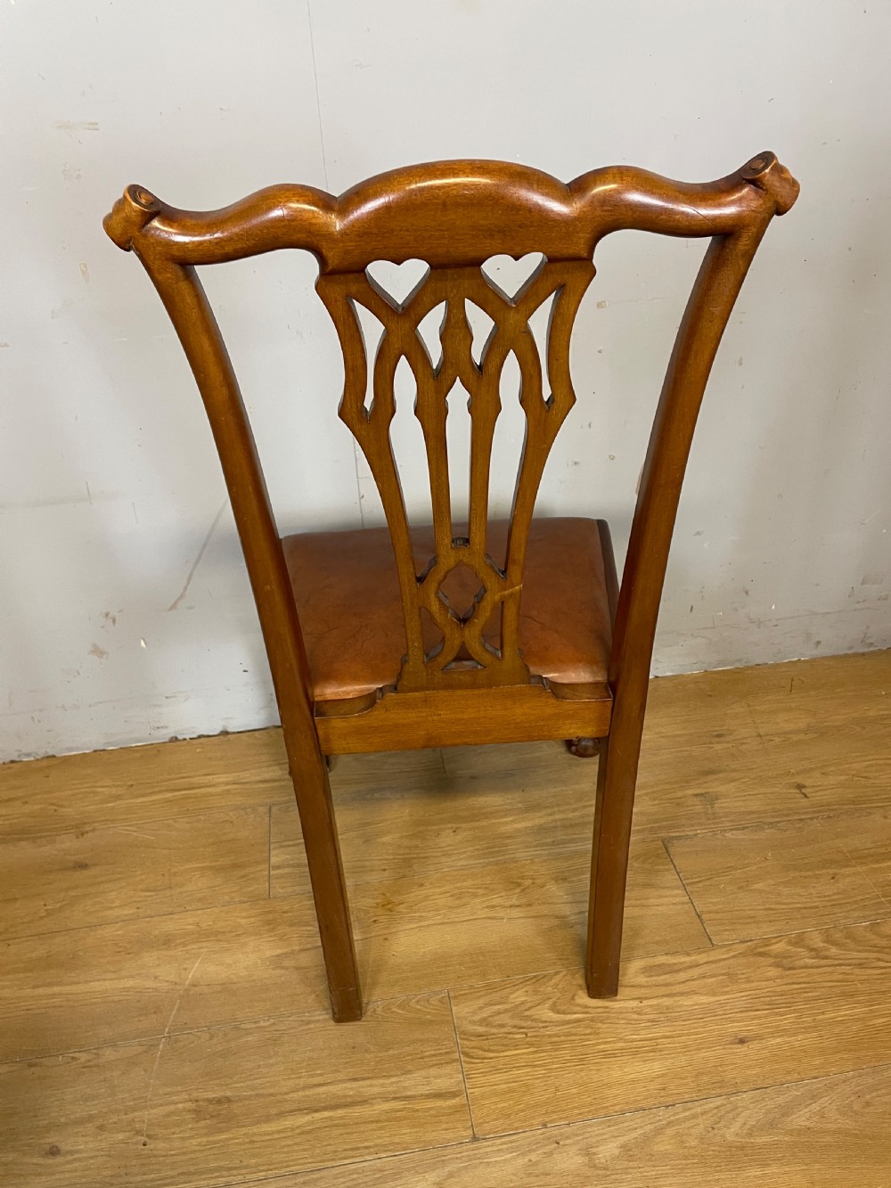 Set of six solid mahogany Chippendale style dining chairs circa 1890 View XVI