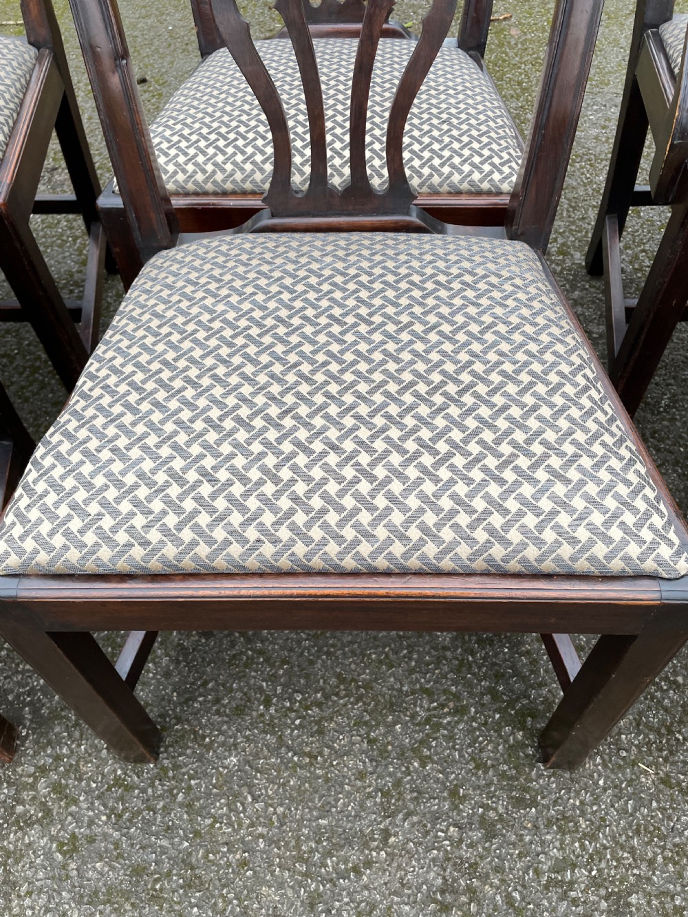 Set of ten C19TH solid mahogany Chippendale style dining chairs  View VI