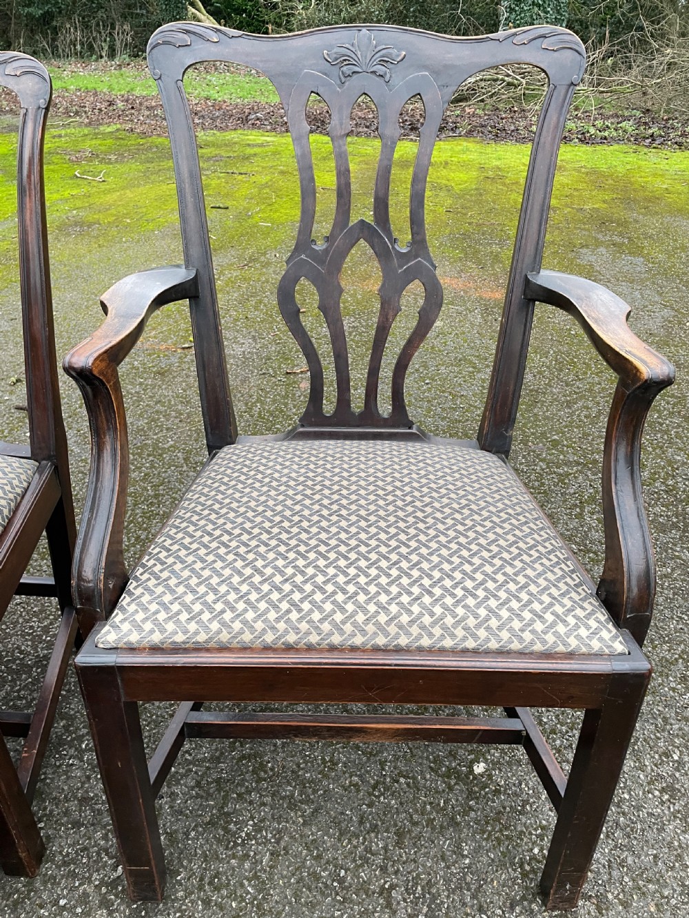 Set of ten C19TH solid mahogany Chippendale style dining chairs  View VIII