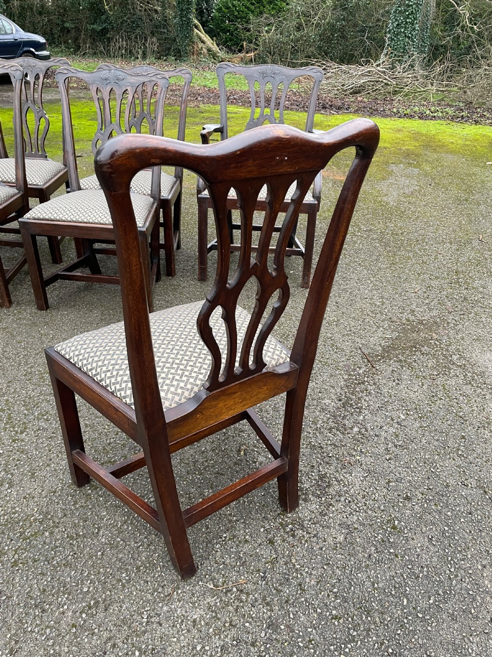 Set of ten C19TH solid mahogany Chippendale style dining chairs  View XII