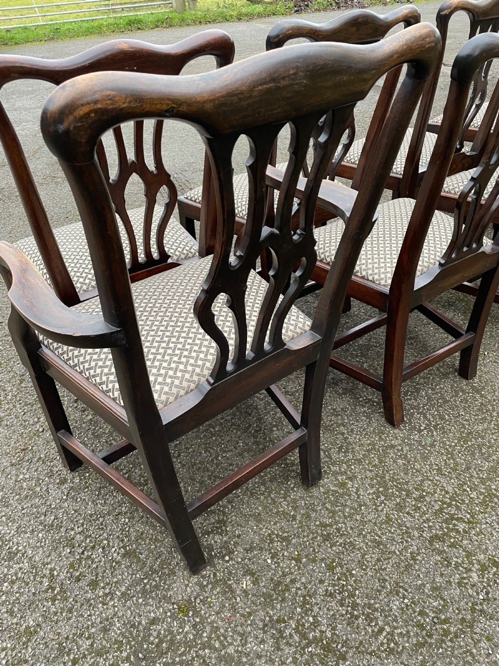 Set of ten C19TH solid mahogany Chippendale style dining chairs  View XV