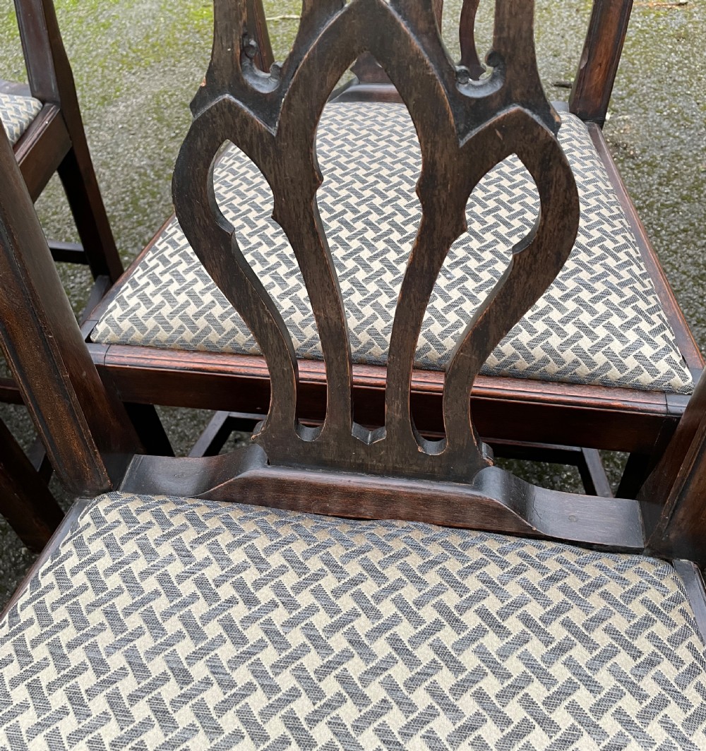 Set of ten C19TH solid mahogany Chippendale style dining chairs  View XX