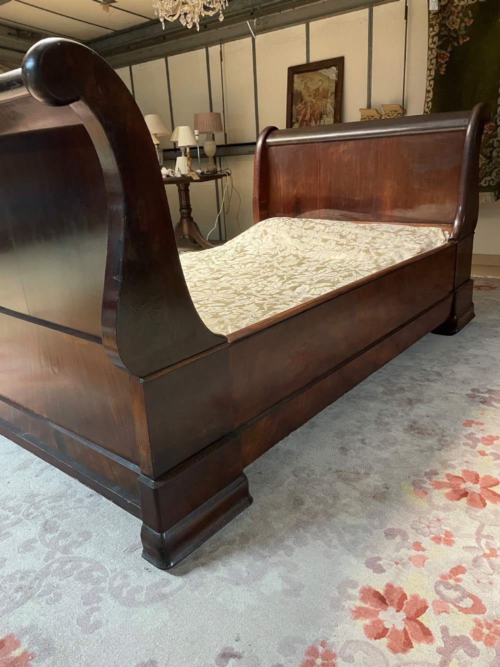 French C19TH mahogany sleigh bed -large single  View II