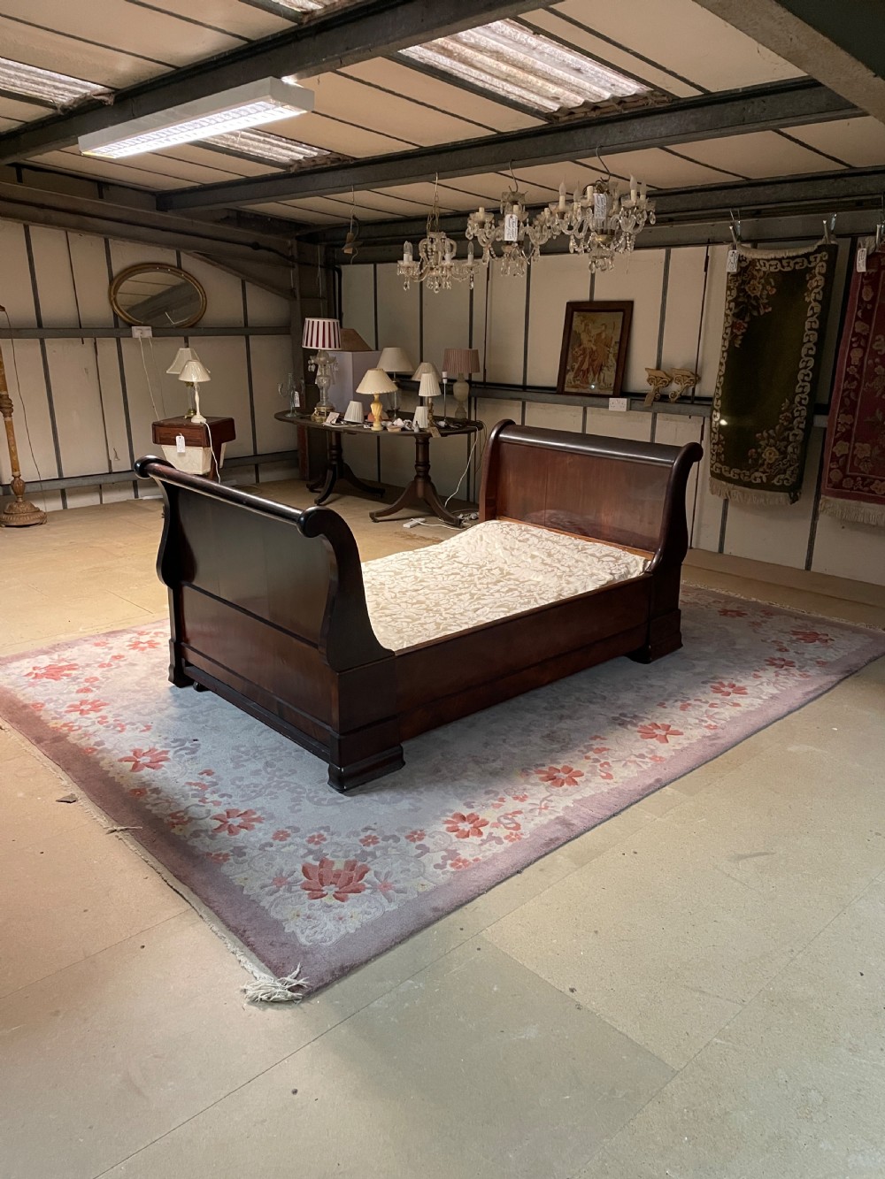 French C19TH mahogany sleigh bed -large single  View VI