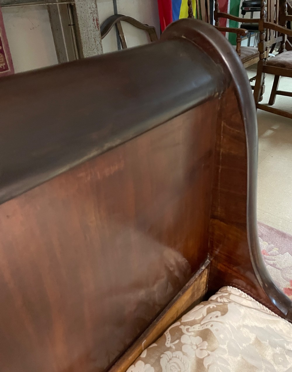 French C19TH mahogany sleigh bed -large single  View VII