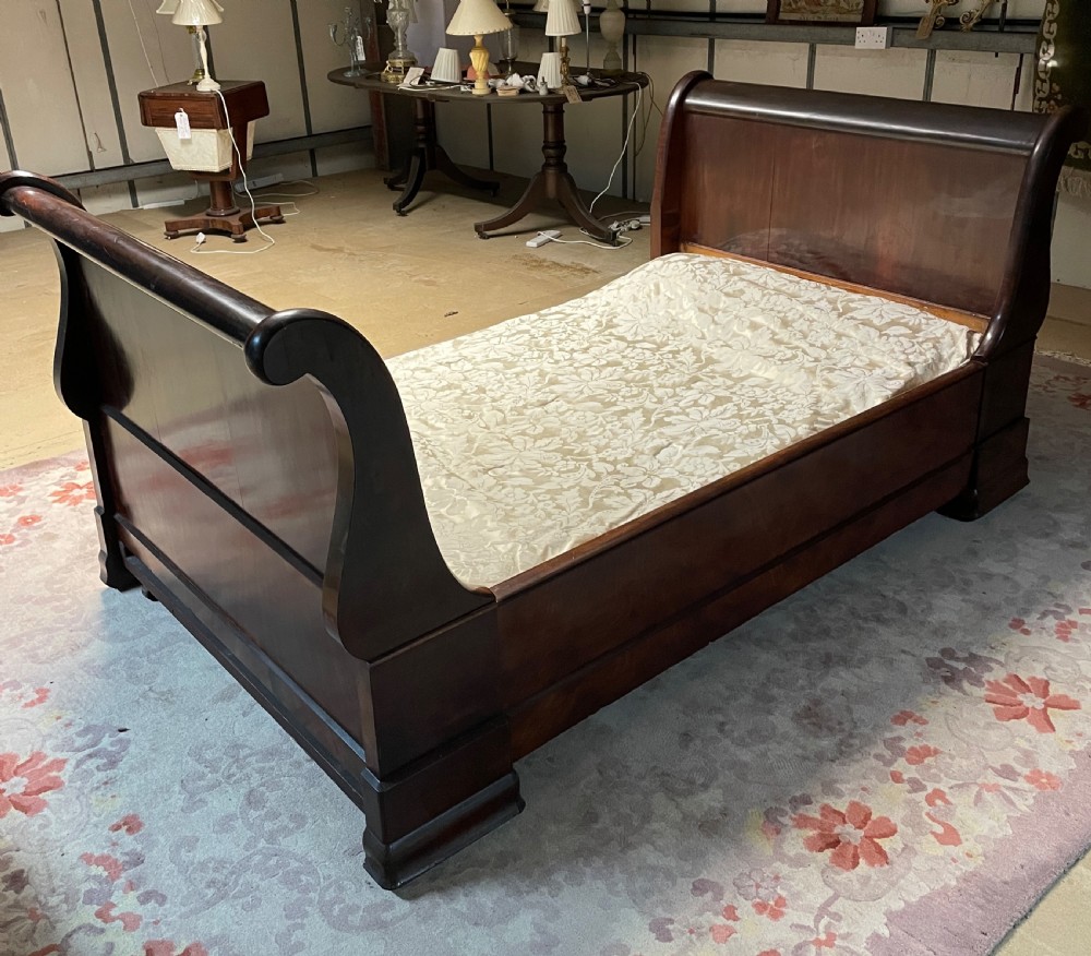 French C19TH mahogany sleigh bed -large single  View IX