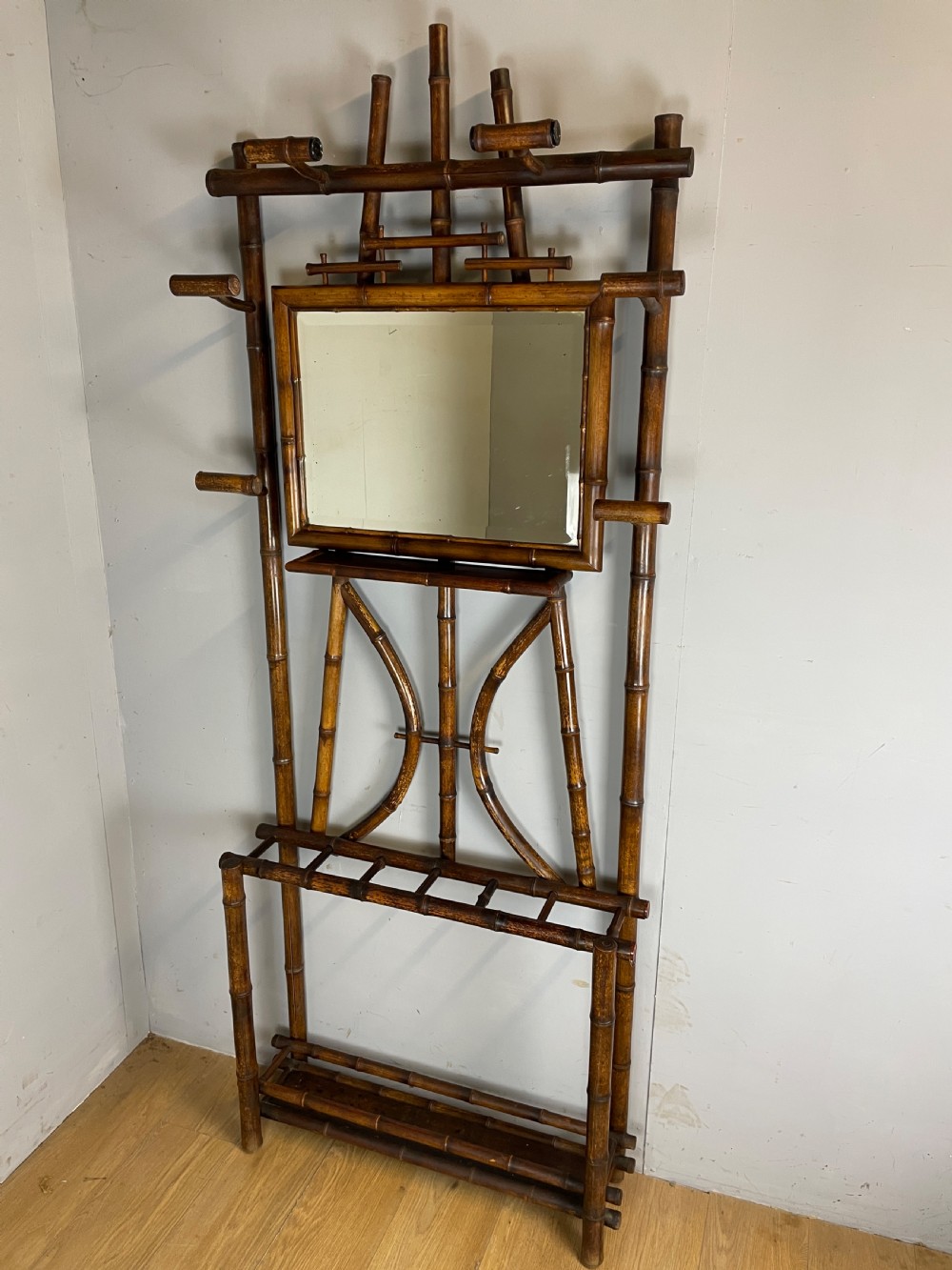 C19TH aesthetic movement bamboo hall stand 