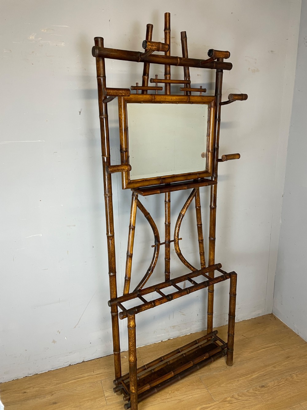 C19TH aesthetic movement bamboo hall stand  View II