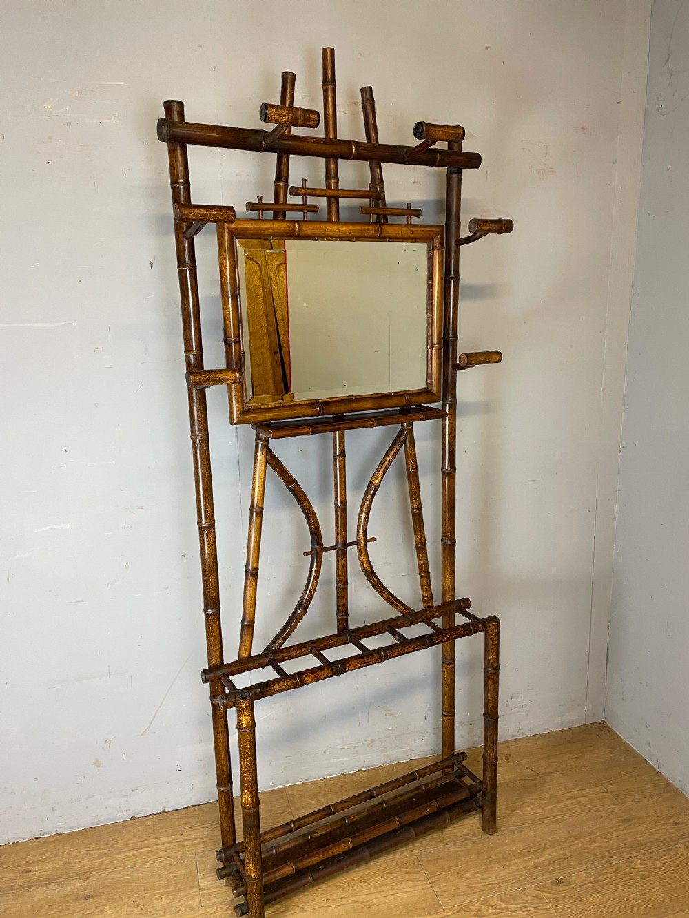 C19TH aesthetic movement bamboo hall stand  View VII