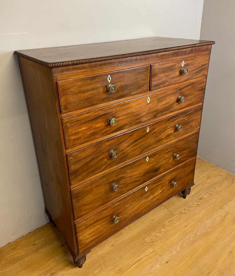 Late Regency five height mahogany chest of drawers with provenance 