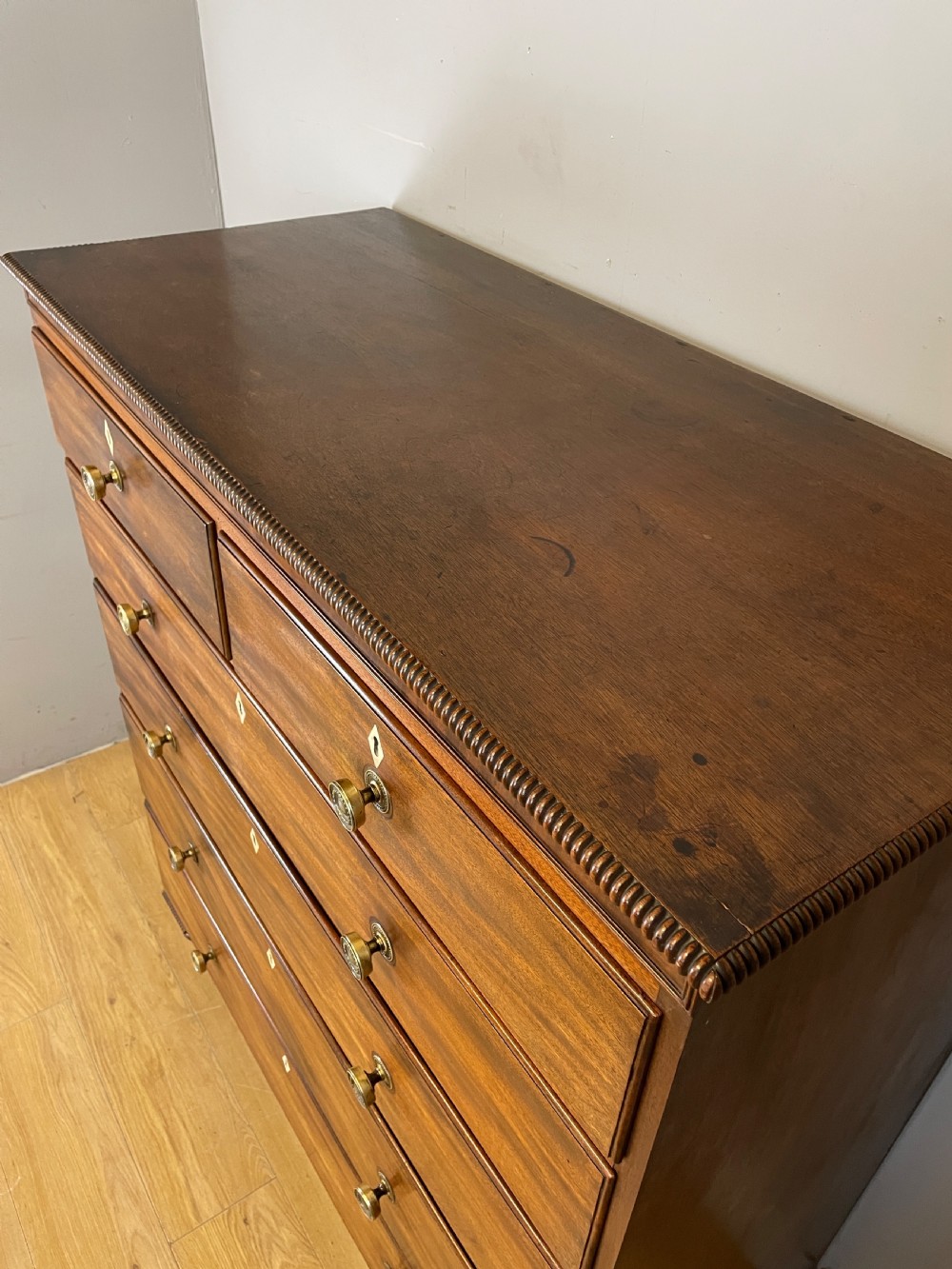 Late Regency five height mahogany chest of drawers with provenance  View VI