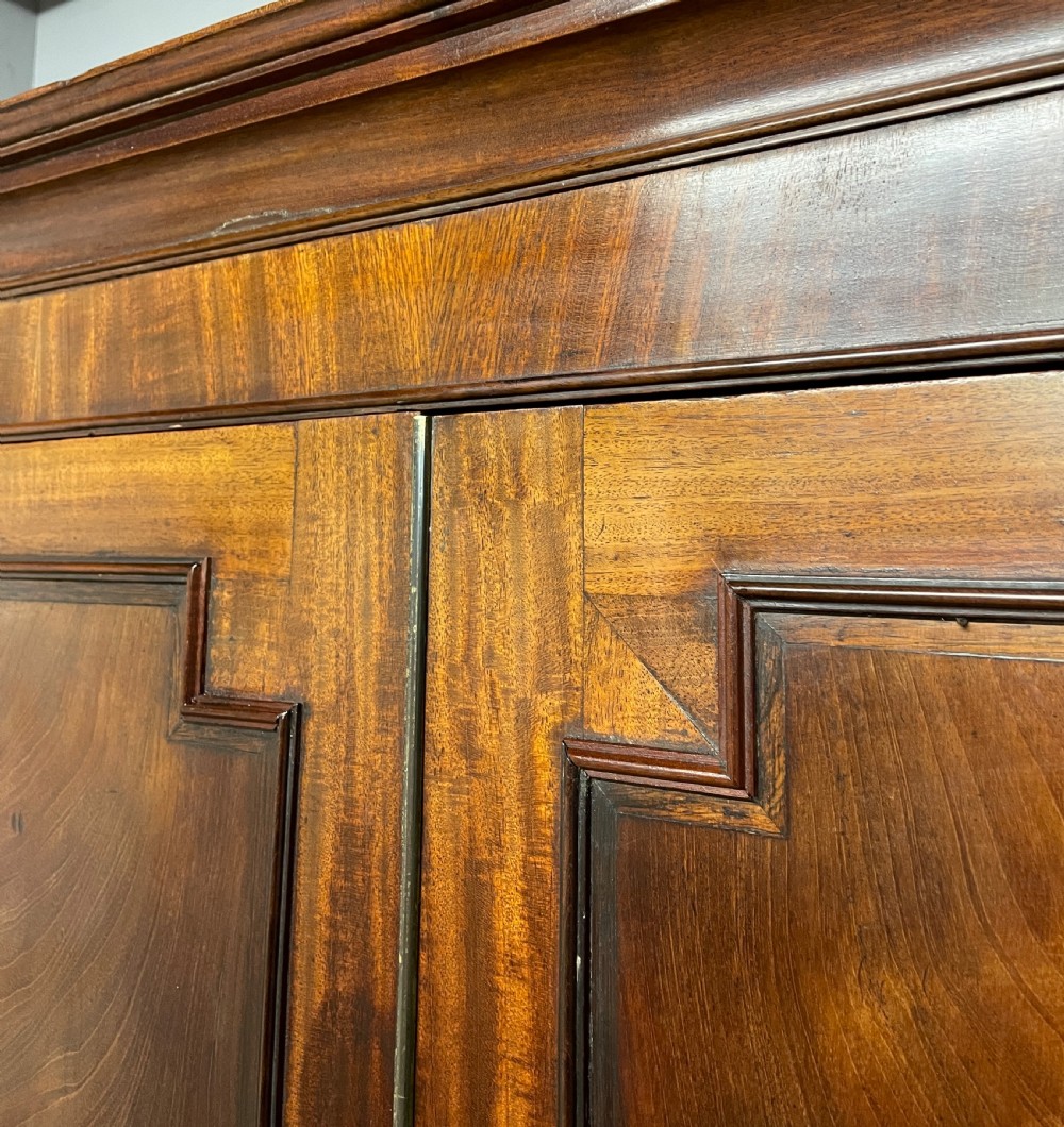 Georgian country house flame mahogany linen press circa 1800 View V