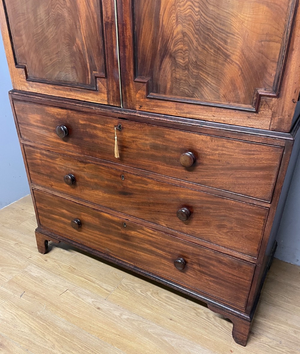 Georgian country house flame mahogany linen press circa 1800 View VII