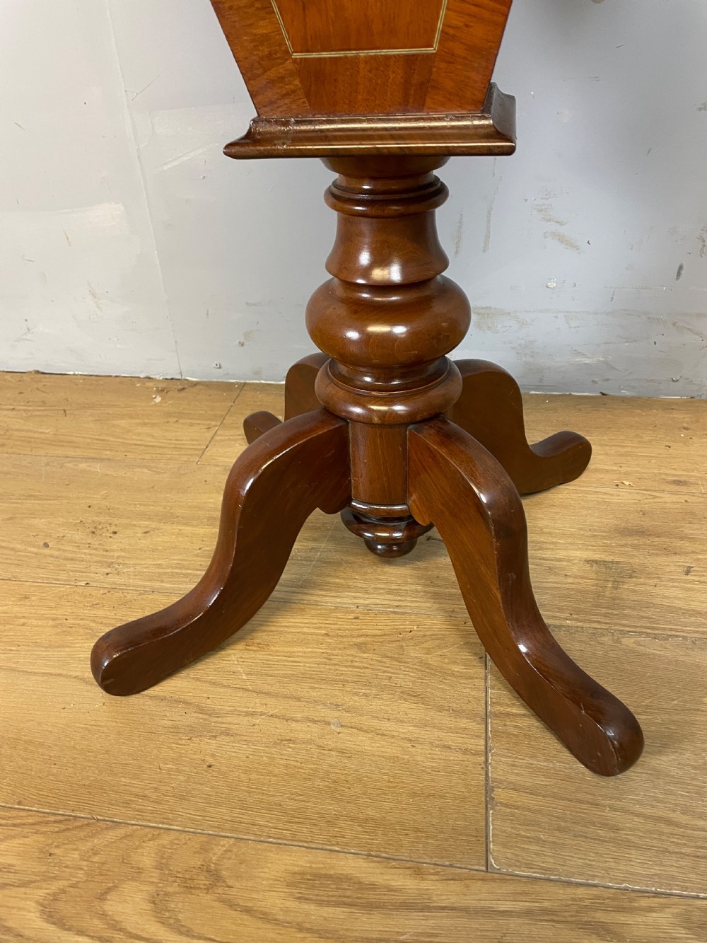 C19TH mahogany chess table with wooden chess set  View V