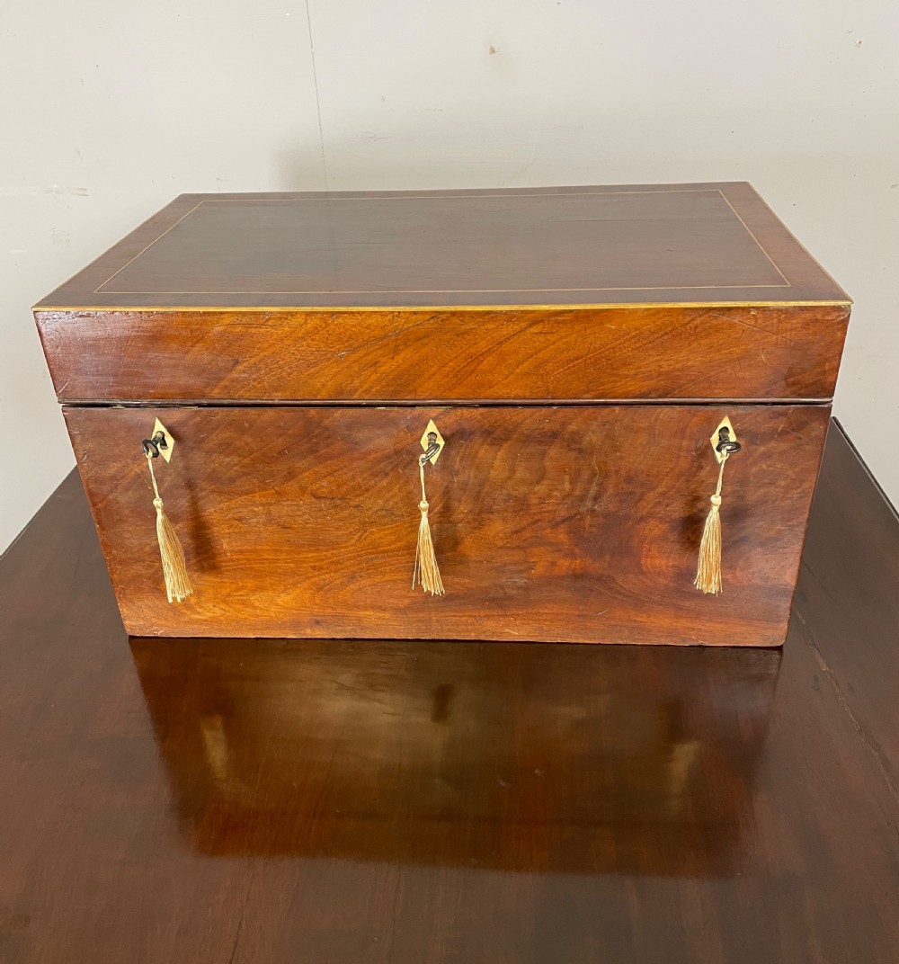 Unusual large mid C19TH flame mahogany writing slope  View III
