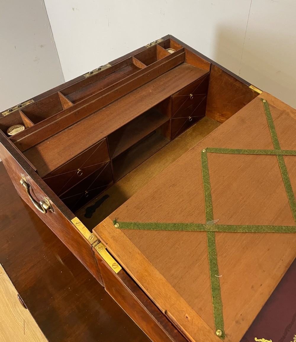 Unusual large mid C19TH flame mahogany writing slope  View VIII