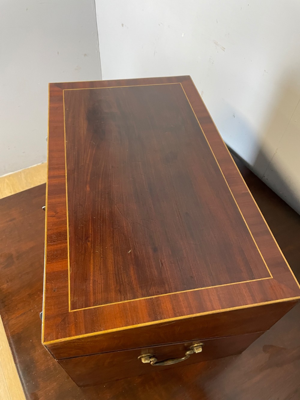 Unusual large mid C19TH flame mahogany writing slope  View XIII