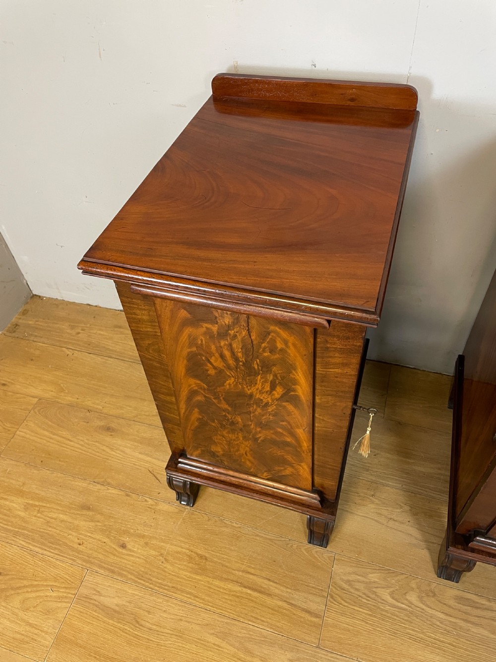 Pair of Regency flame mahogany bedside cabinets View IV