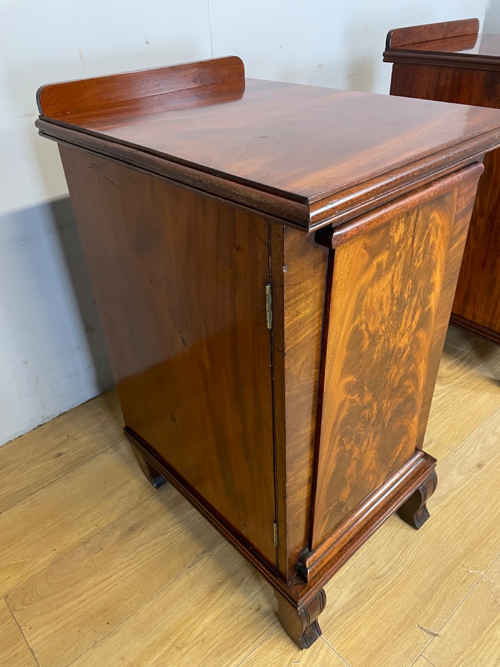 Pair of Regency flame mahogany bedside cabinets View IX
