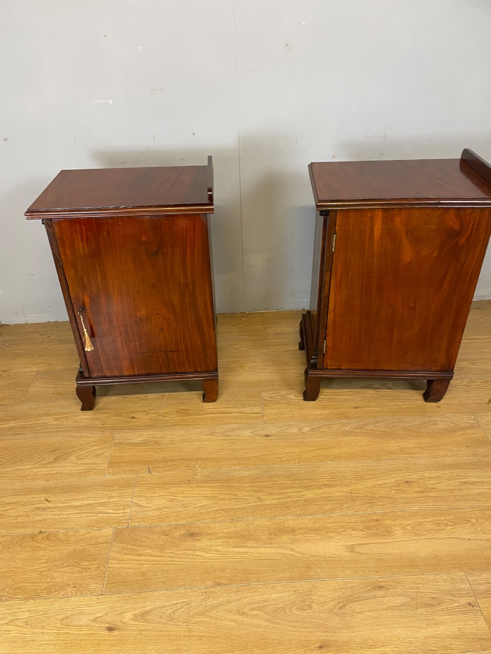 Pair of Regency flame mahogany bedside cabinets View XIII