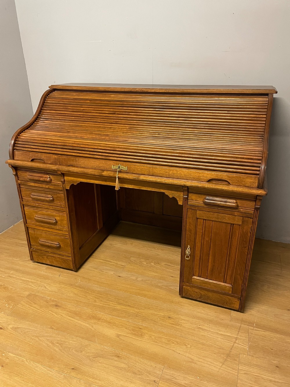 Edwardian walnut American roll top desk circa 1910