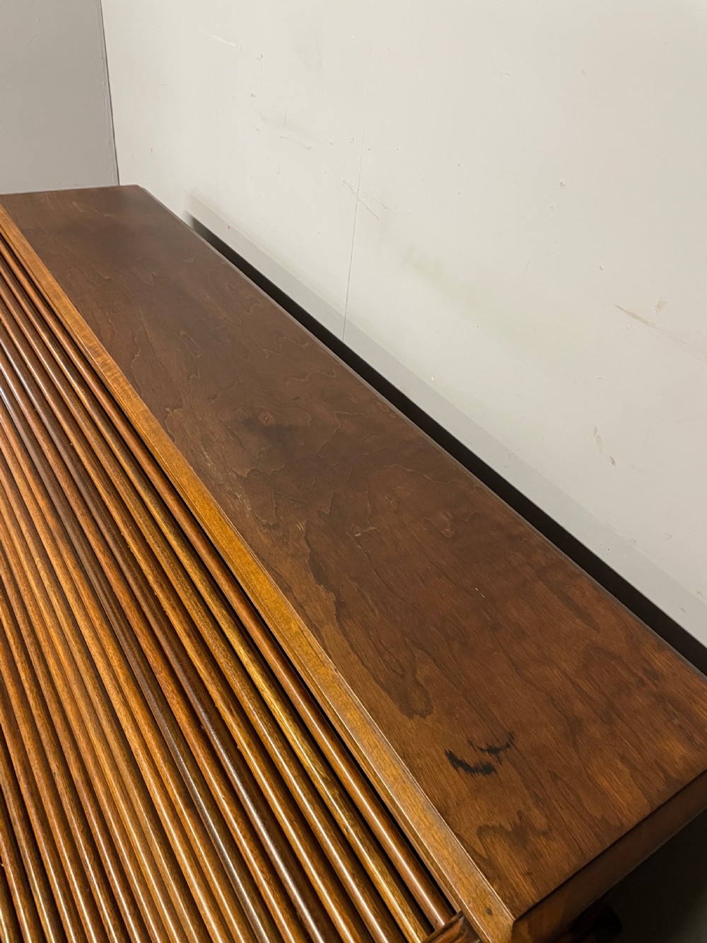 Edwardian walnut American roll top desk circa 1910 View IV