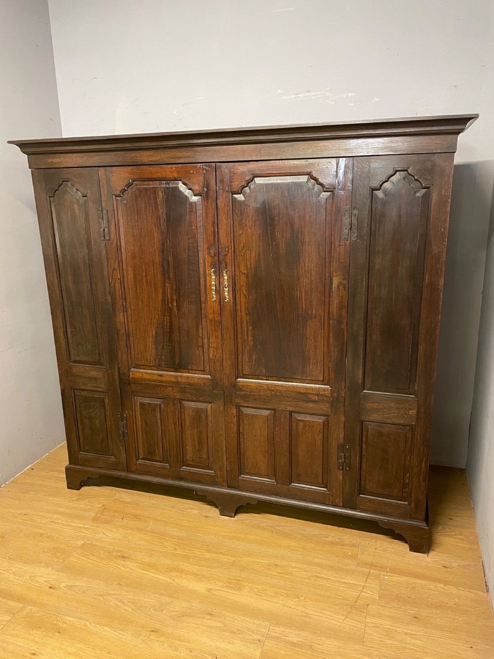 C19TH provincial French panelled oak wardrobe 