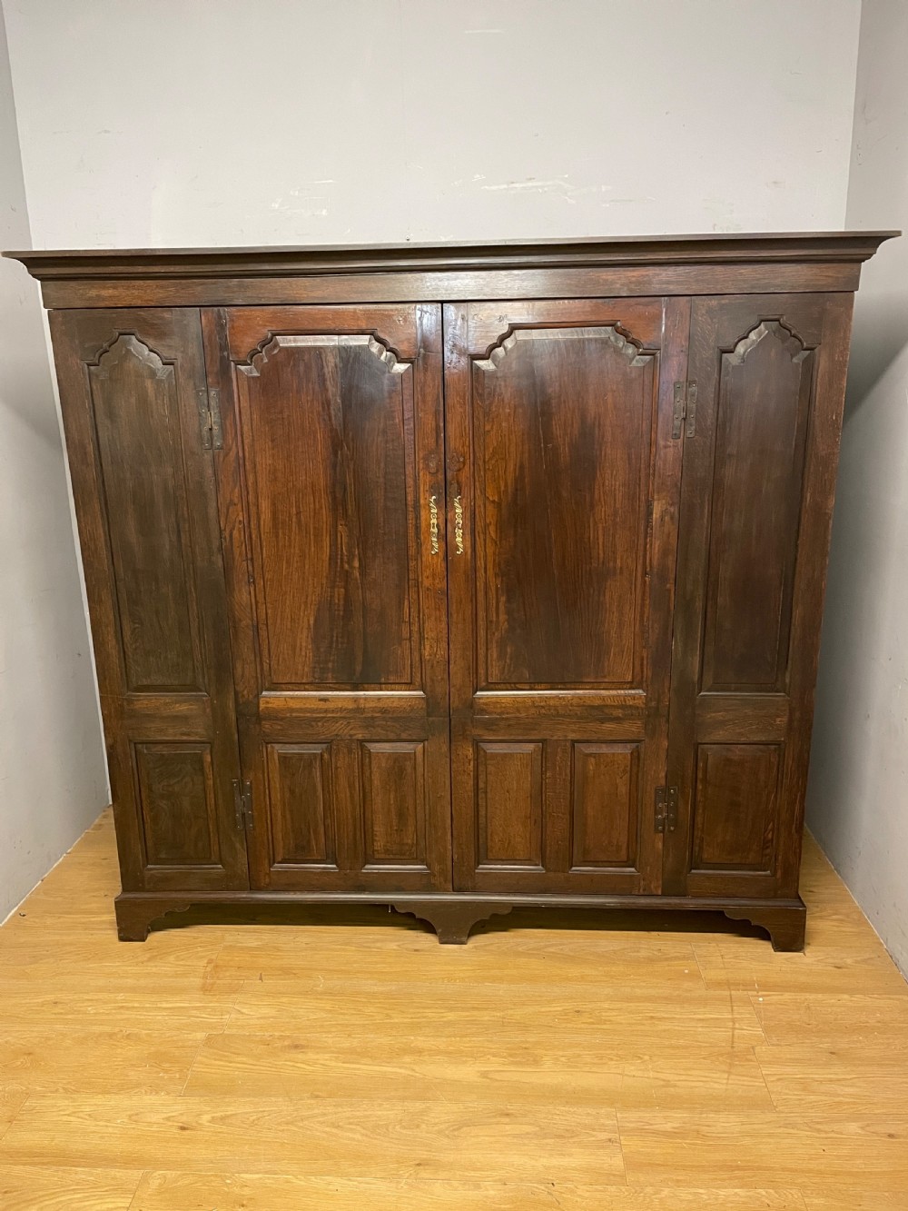 C19TH provincial French panelled oak wardrobe  View II