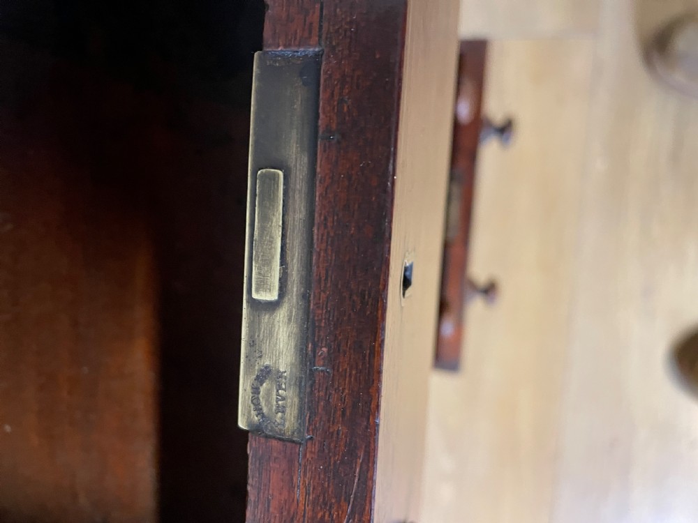 C19TH mahogany three part desk with inset green leather top View VII