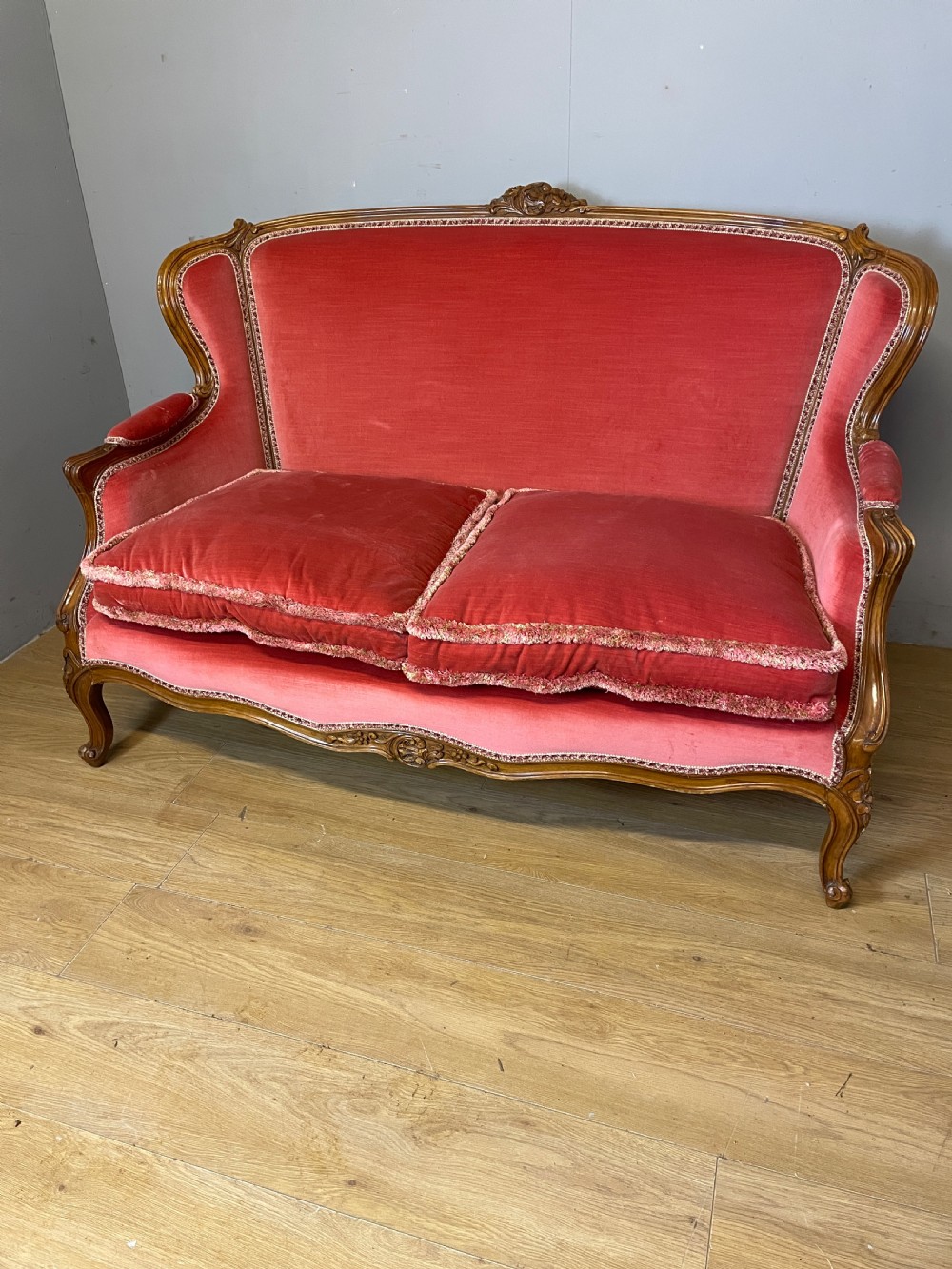 French carved walnut two seater sofa circa 1920 