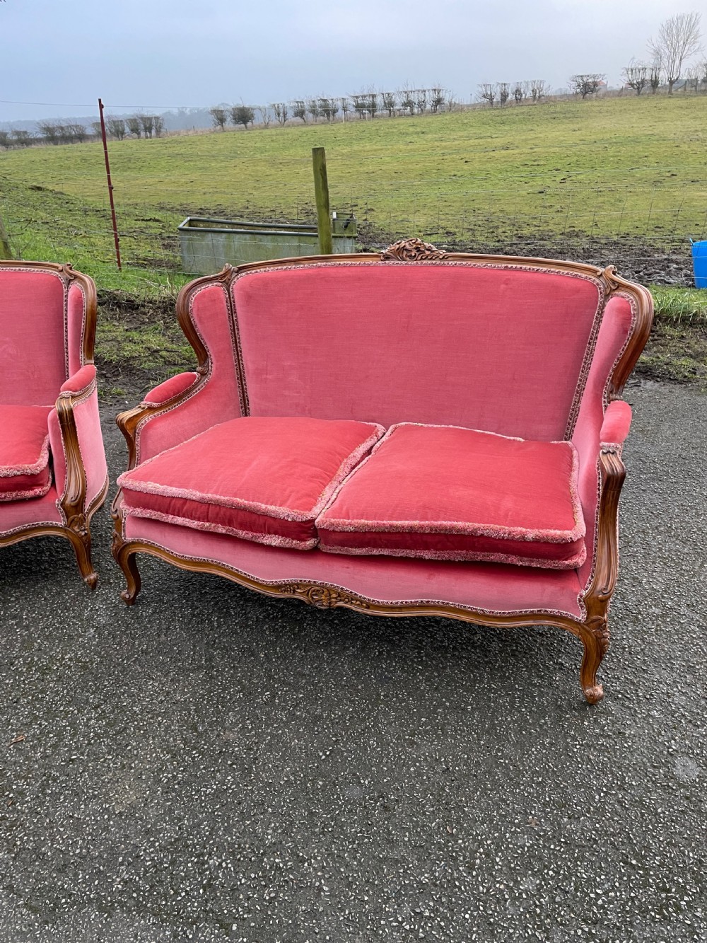 French carved walnut two seater sofa circa 1920  View XII