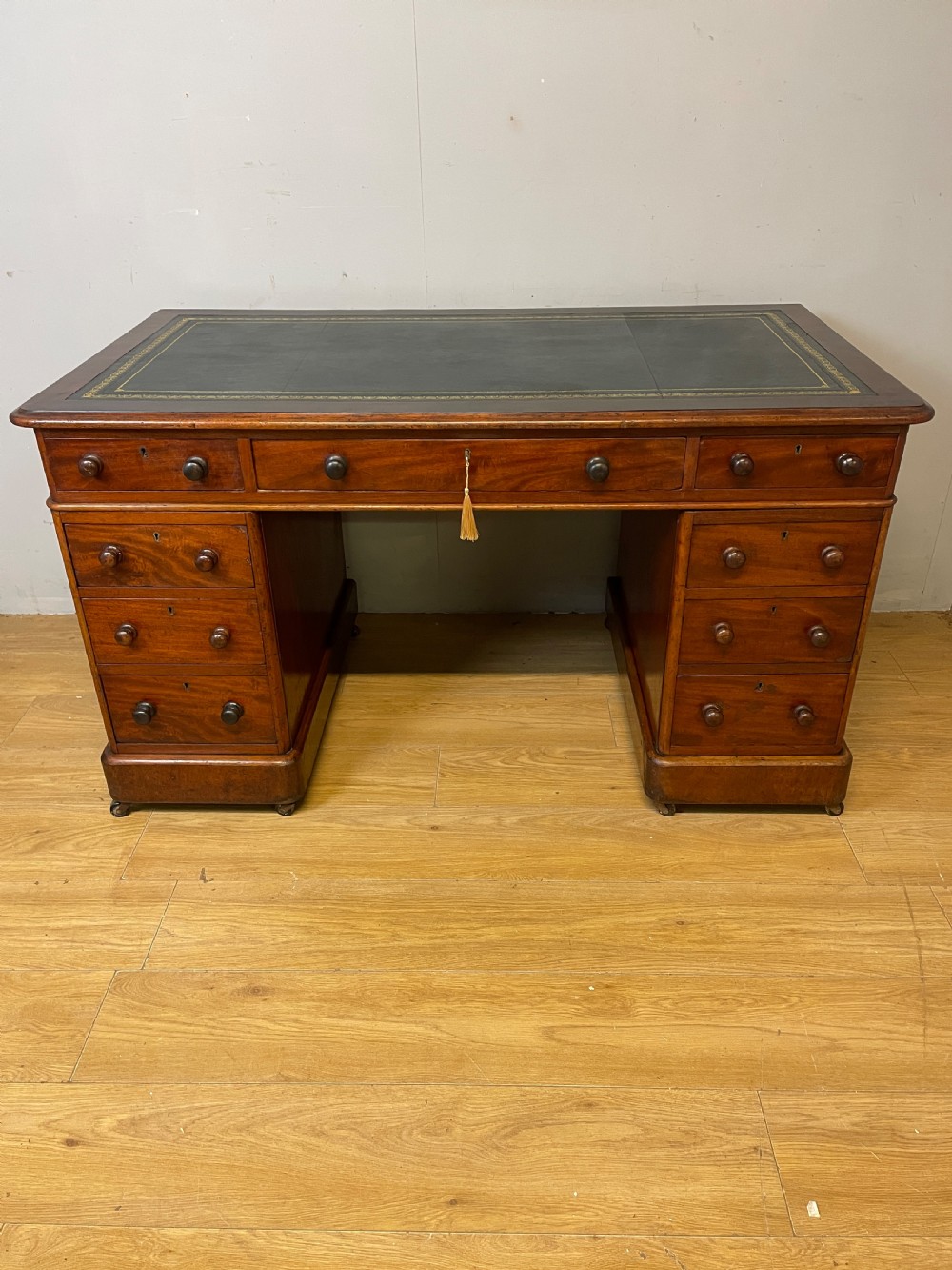 C19TH mahogany twin pedestal three part desk  View II