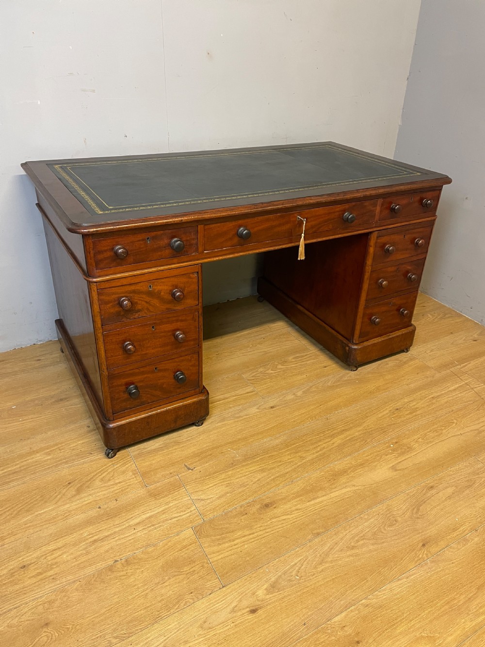 C19TH mahogany twin pedestal three part desk  View III