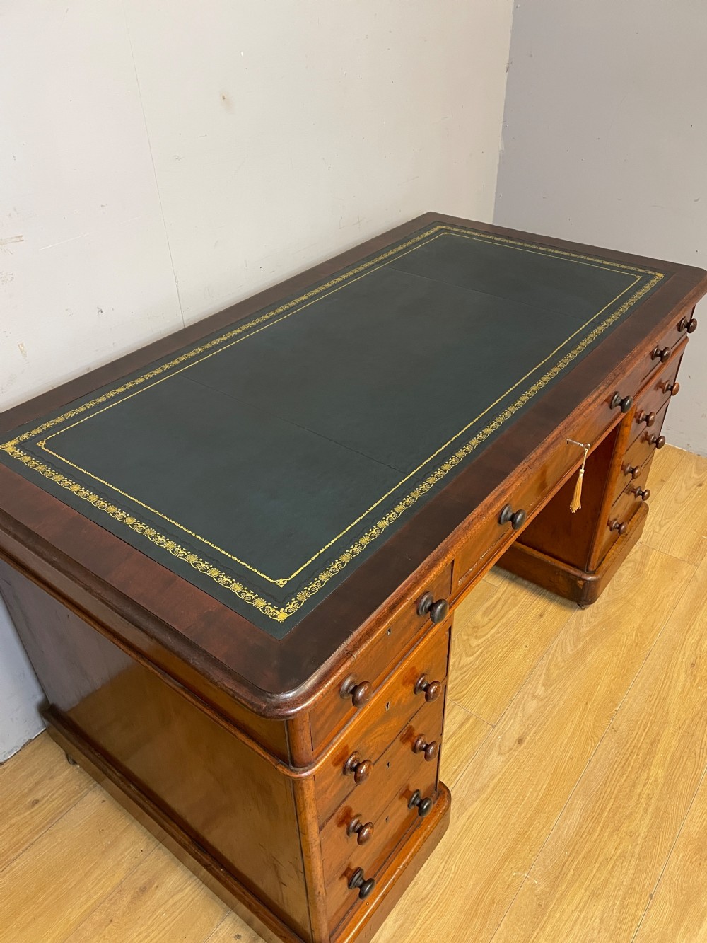 C19TH mahogany twin pedestal three part desk  View IV