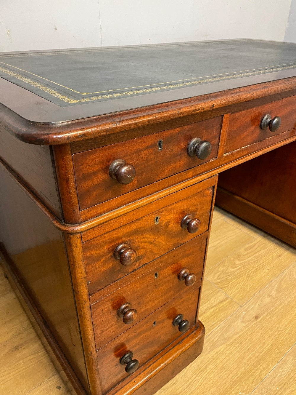 C19TH mahogany twin pedestal three part desk  View V