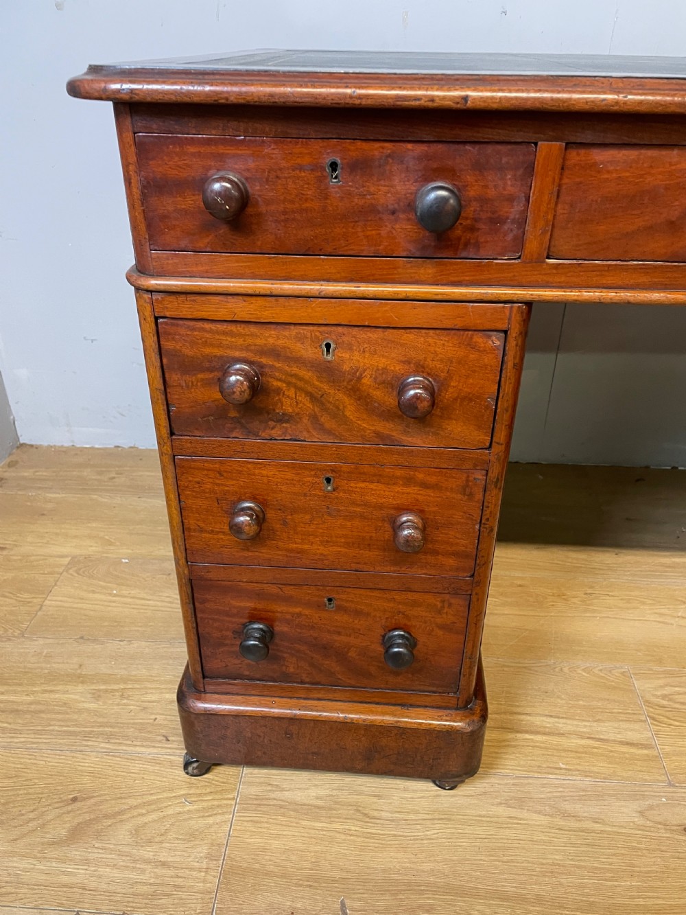 C19TH mahogany twin pedestal three part desk  View VII