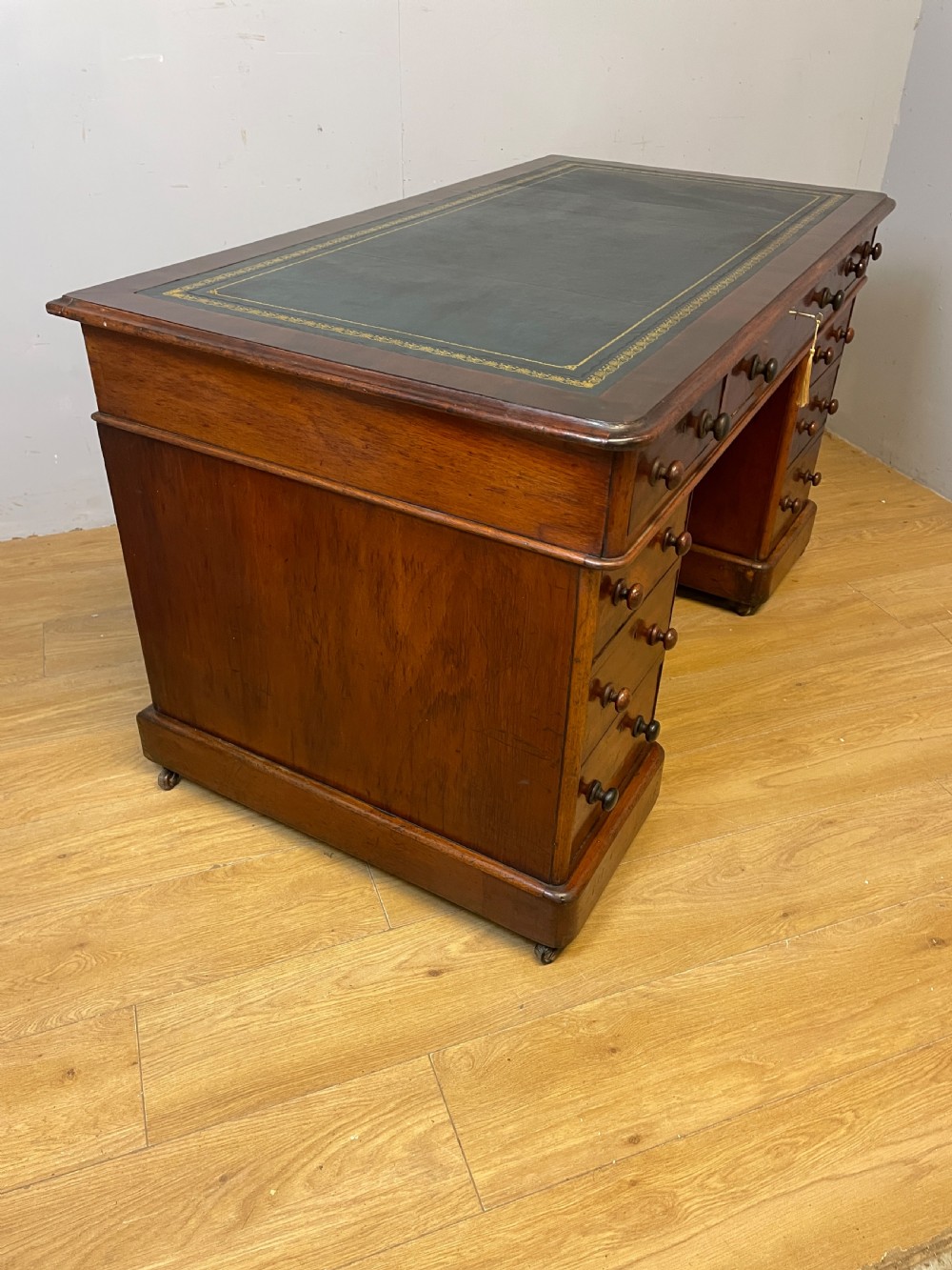 C19TH mahogany twin pedestal three part desk  View VIII