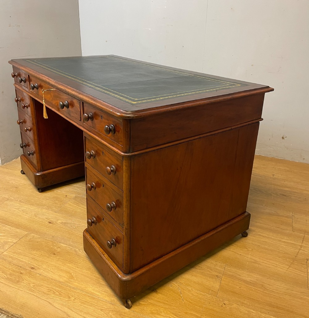 C19TH mahogany twin pedestal three part desk  View IX
