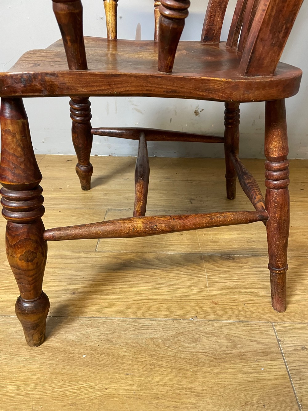 C19TH Ash, elm and beech slat back Windsor chair  View V