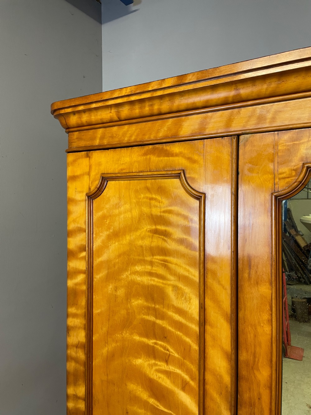 C19TH country house satin birch triple wardrobe  View XII