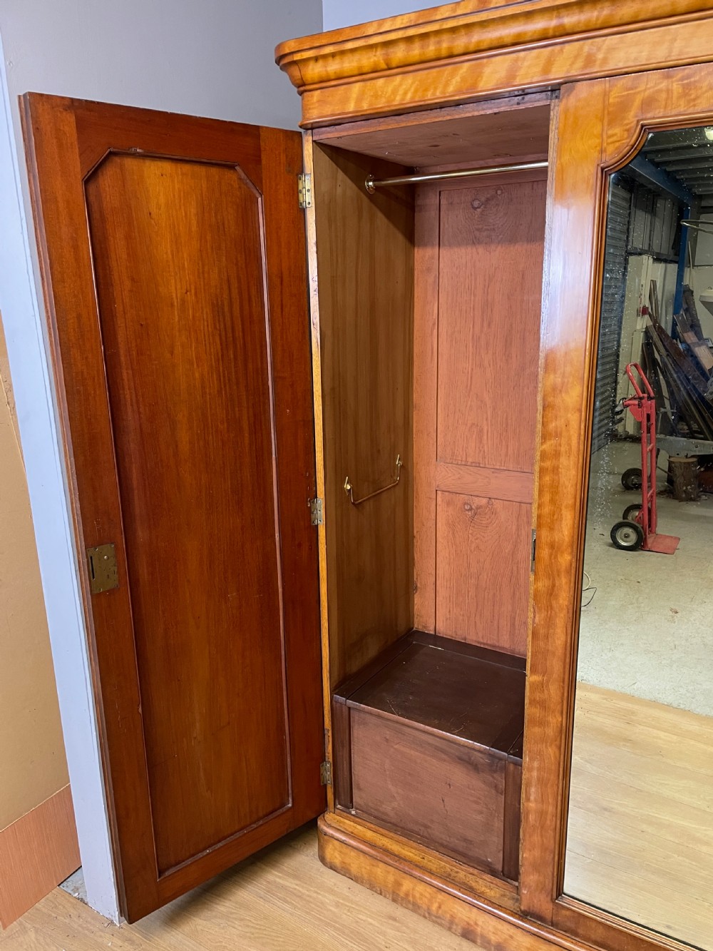 C19TH country house satin birch triple wardrobe  View XIX