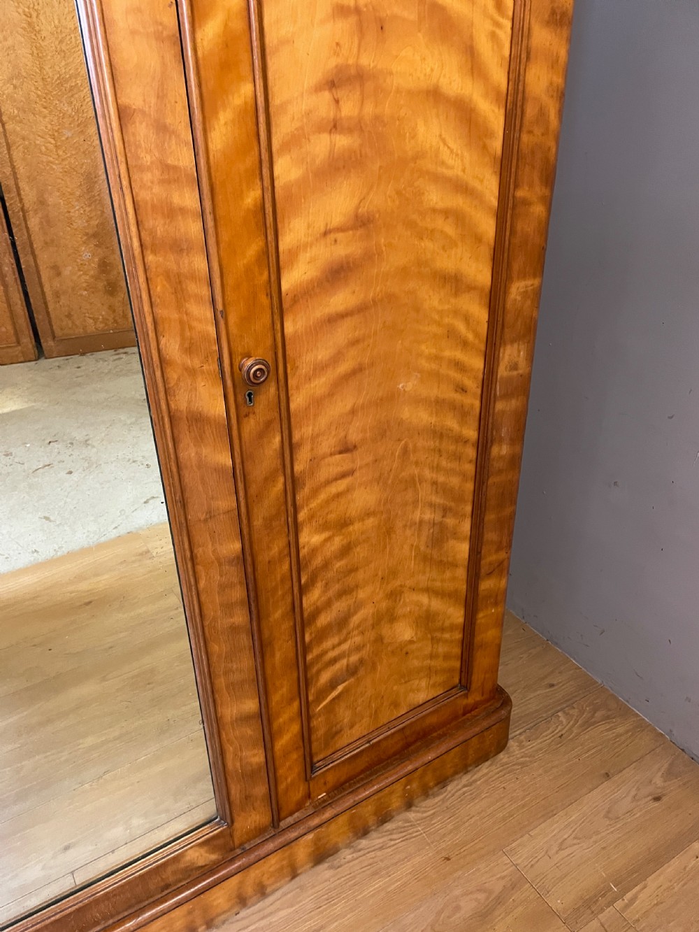 C19TH country house satin birch triple wardrobe  View XXIV