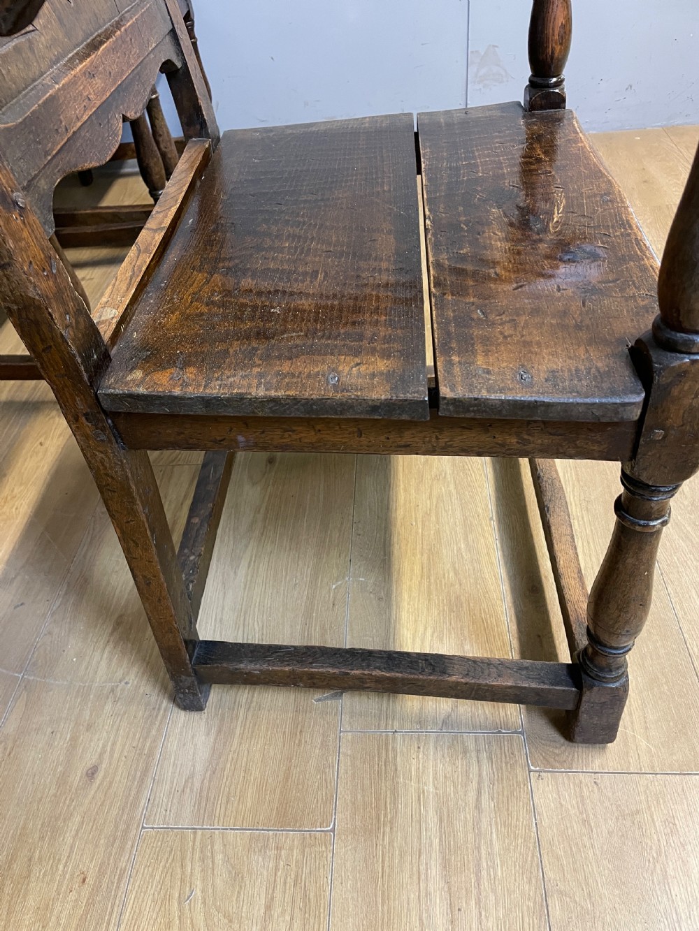 Edwardian set of six oak Jacobean style dining chairs  View VIII