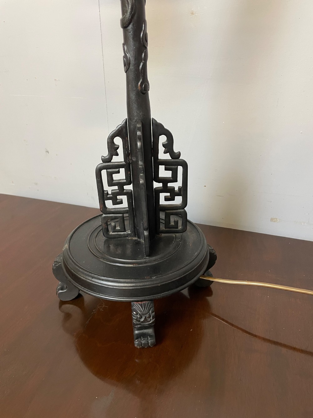 Early C20th carved oriental dragon light  View III