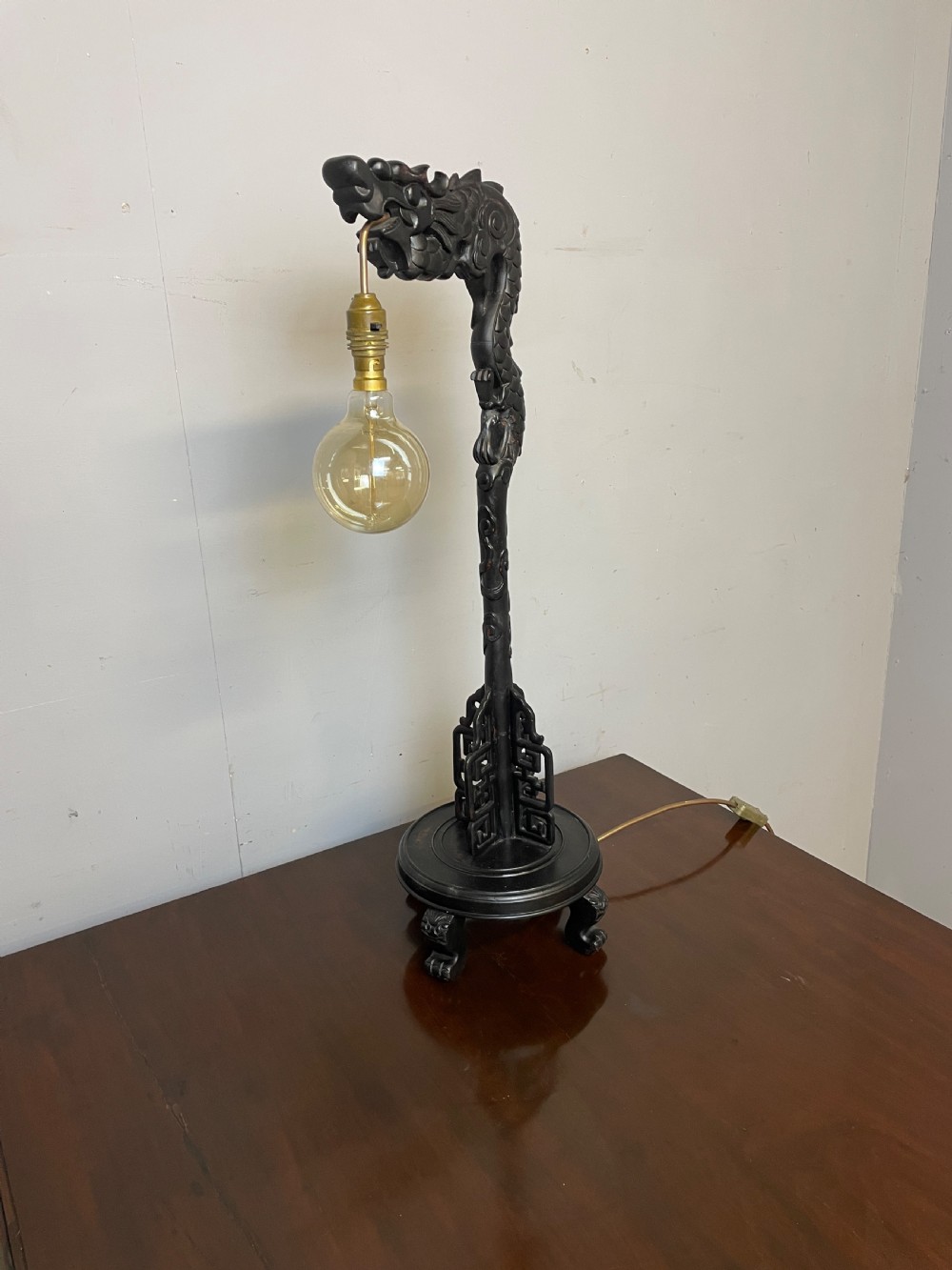 Early C20th carved oriental dragon light  View IV