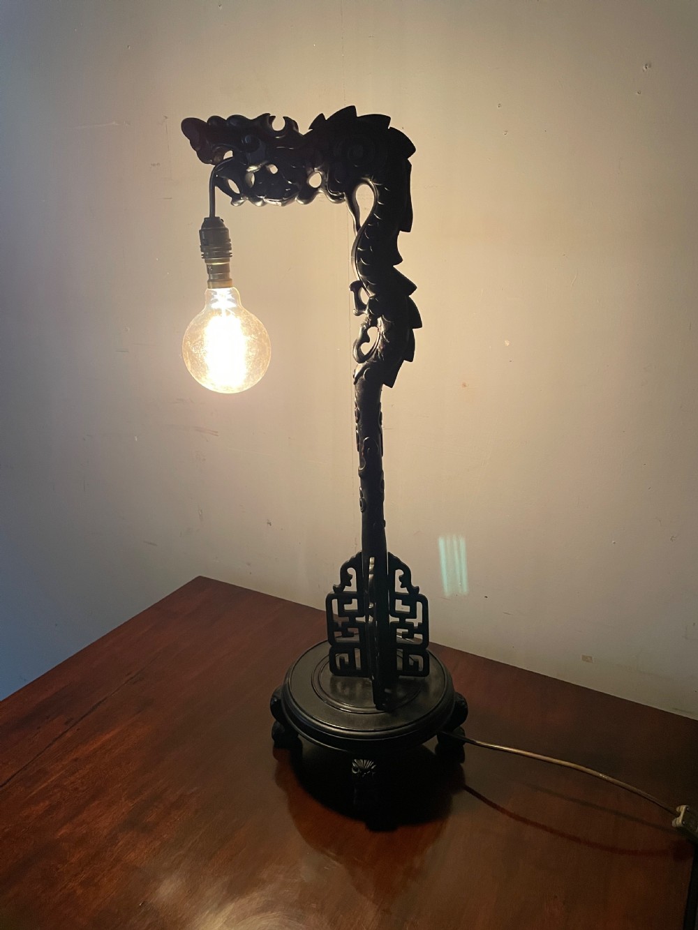 Early C20th carved oriental dragon light  View VIII