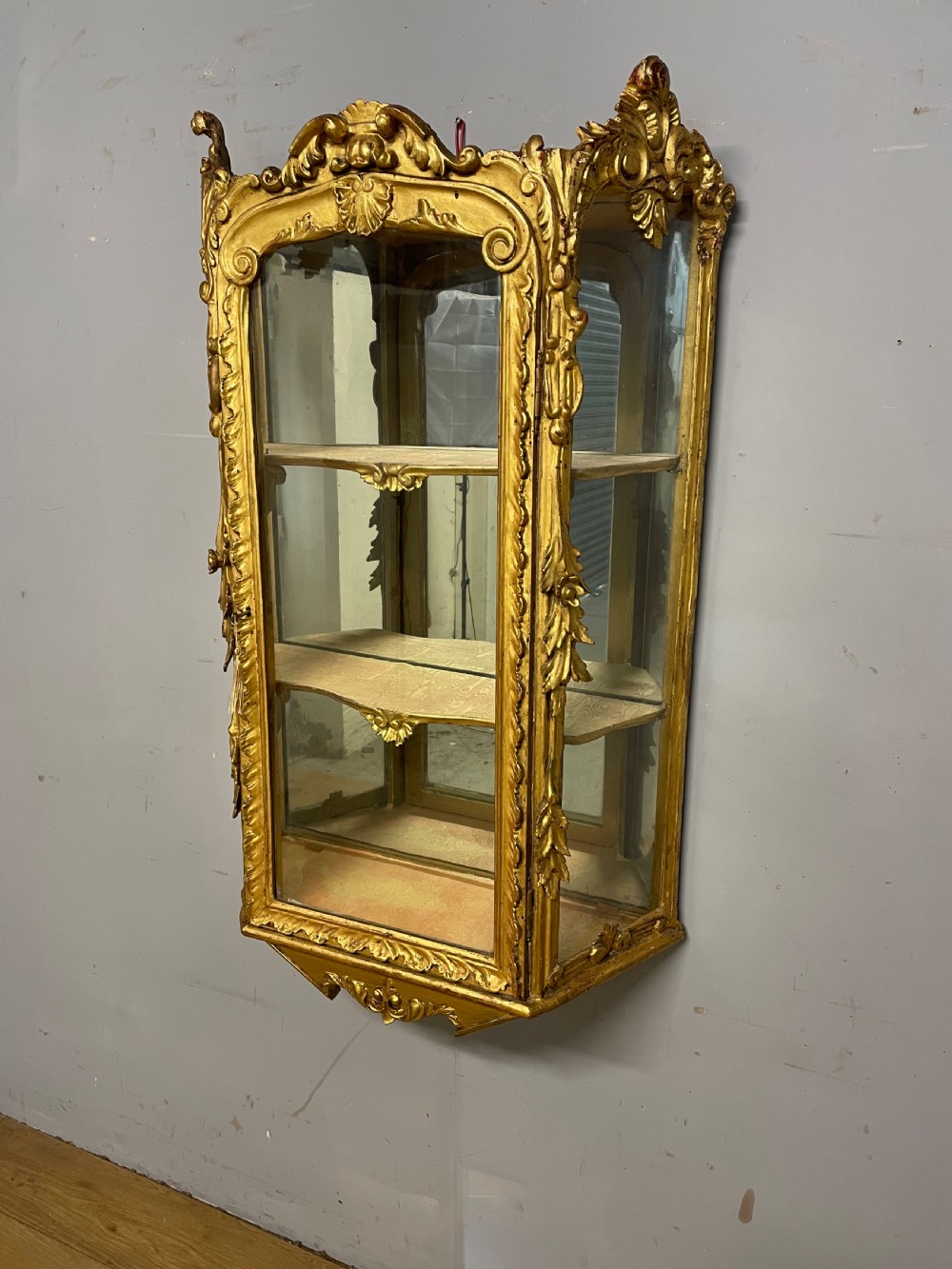 C19TH gilded and carved wall cabinet  View II