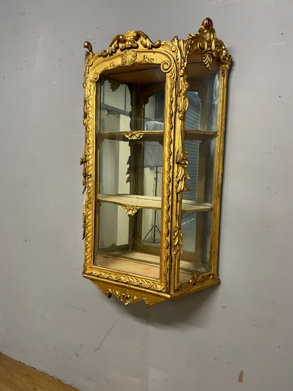 C19TH gilded and carved wall cabinet  View III
