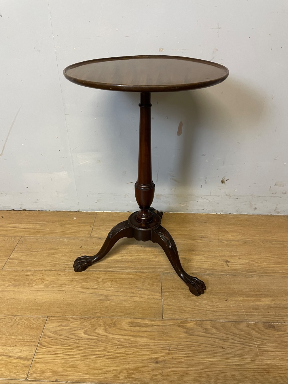 C19TH mahogany tripod table on ball and claw feet 